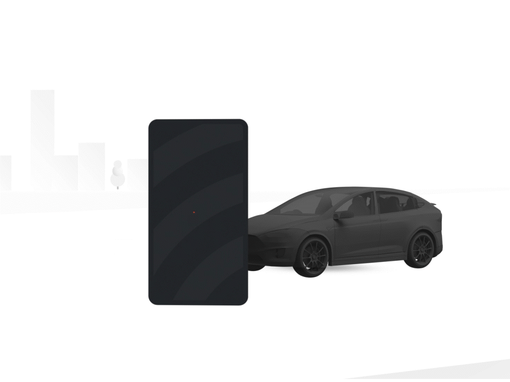 Vehicle security controlled by an app on your phone showing car and phone being connected